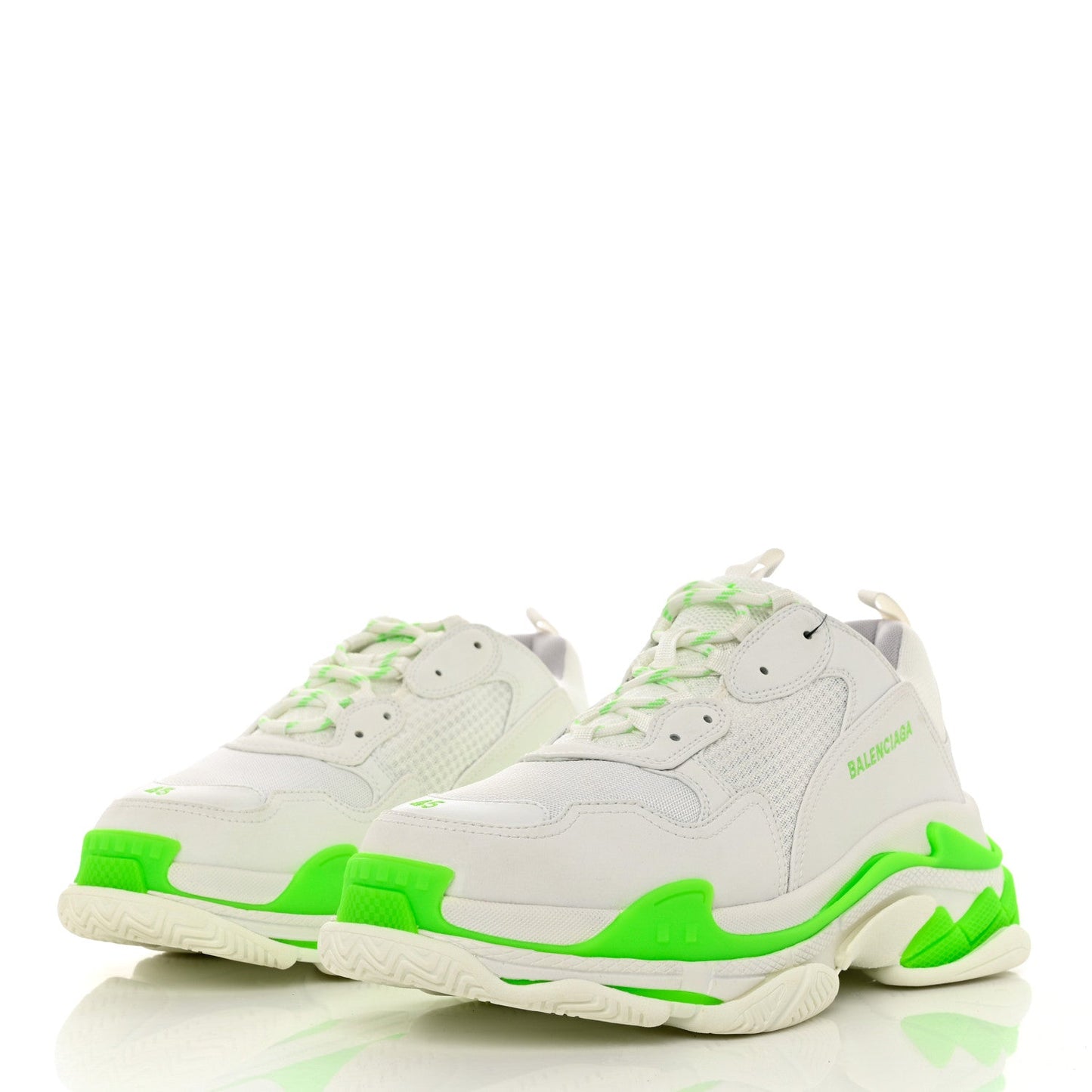 Triple S Sneakers White Fluo Green дамски