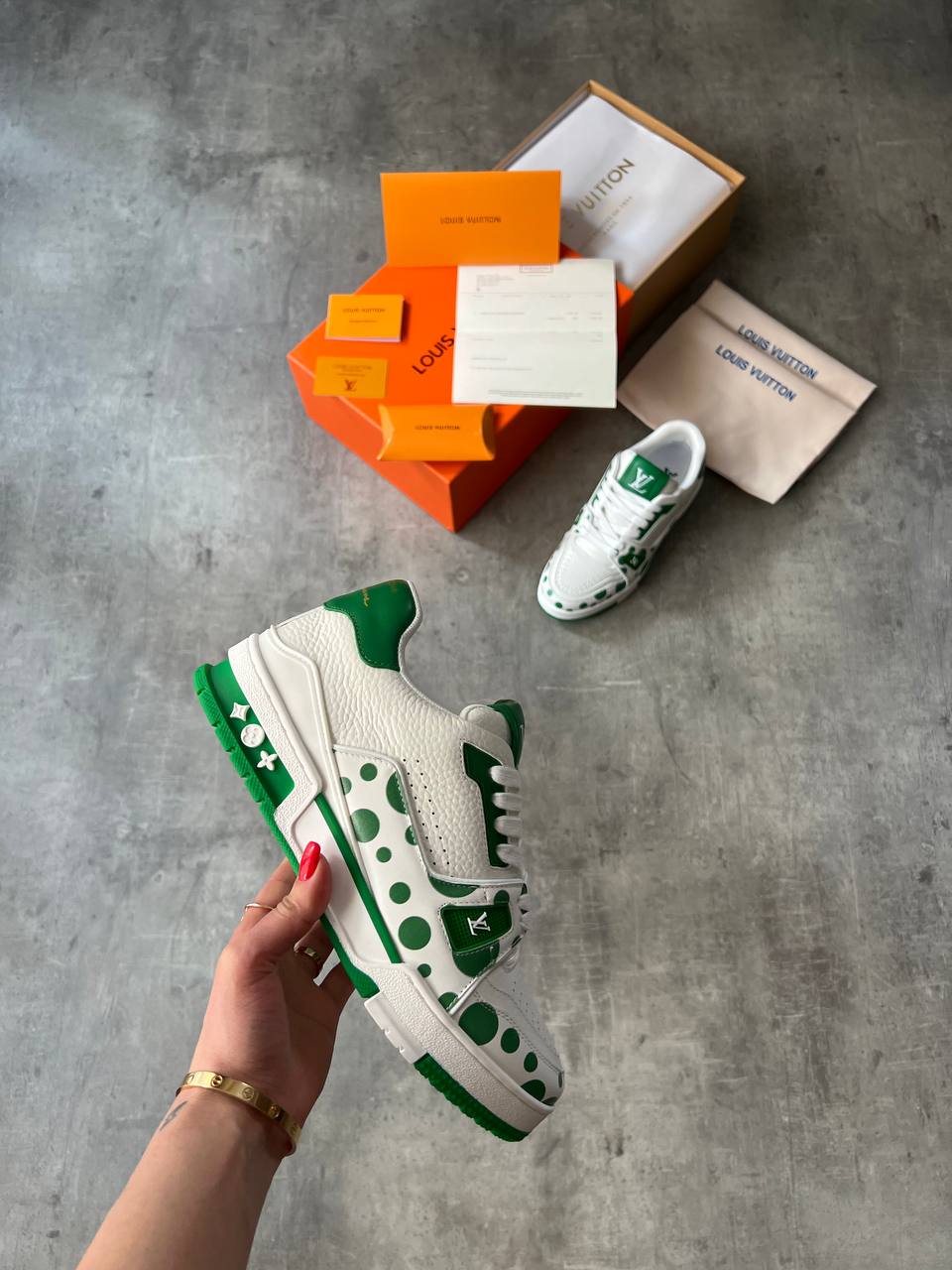 LV x YK Trainers white & green унисекс