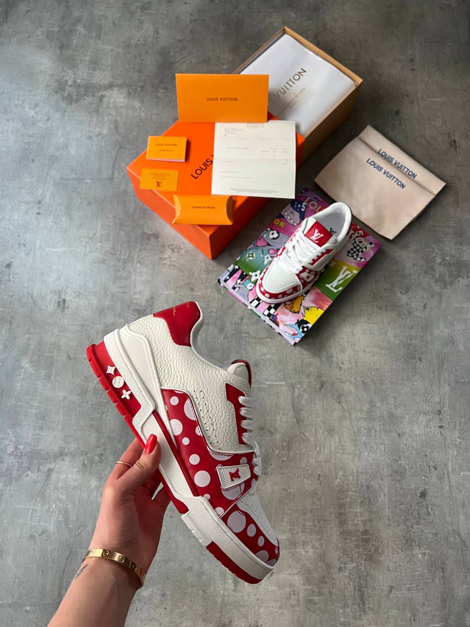 LV x YK Trainers white & red унисекс